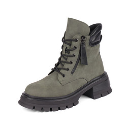 26-42WA-153SW Ботинки женские и.кожа/шерсть-и.мех зелен, INSTREET