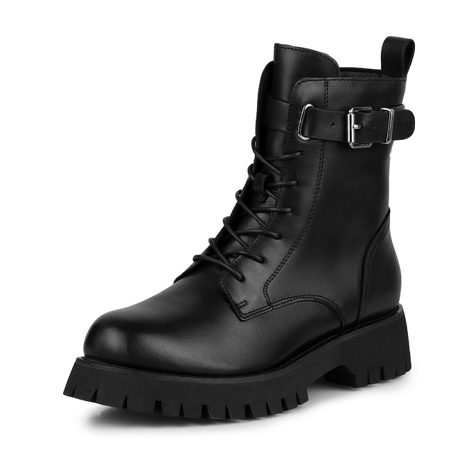 Черные кожаные ботинки женские со шнуровкой «Томас Мюнц»