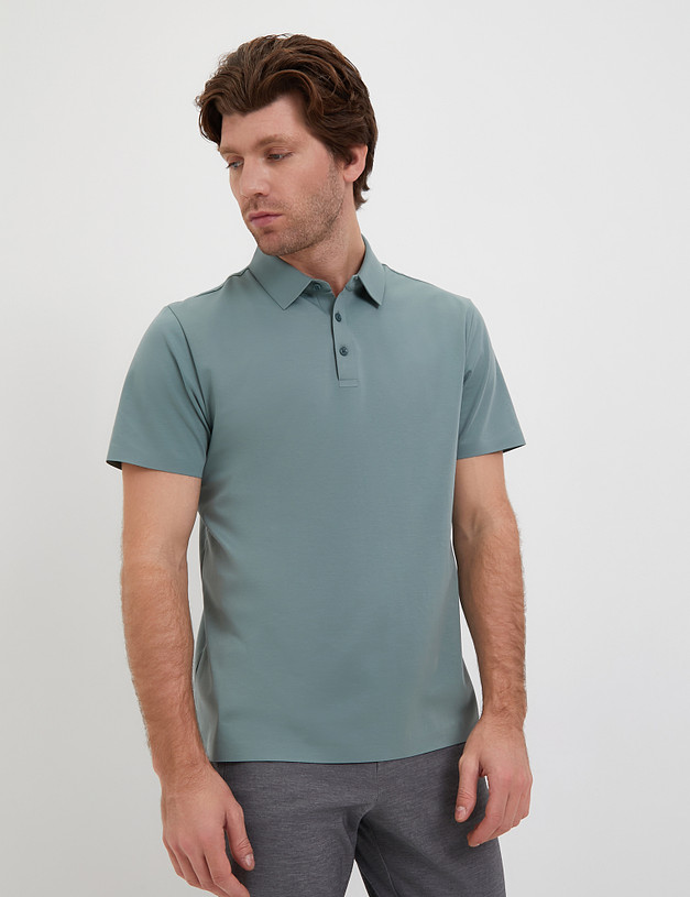Зеленая мужская футболка-поло MASCOTTE 873-4104-2604 | ракурс 2