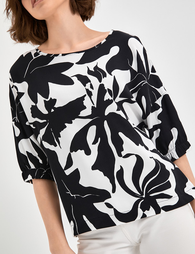 Блузка с крупным черно-белым принтом MASCOTTE 790-3105-2412 | ракурс 5