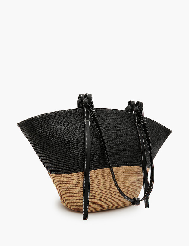 Черная плетеная женская сумка MASCOTTE 660-3123-202 | ракурс 3