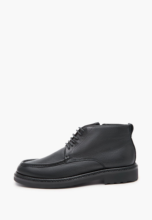 Черные кожаные мужские зимние ботинки