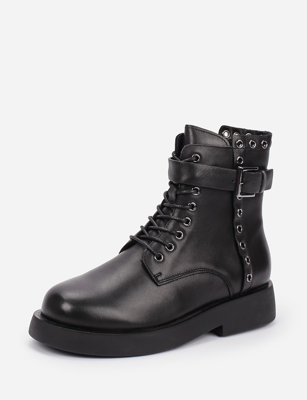 Черные женские ботинки с ремешком MASCOTTE 58-122923-0102 | ракурс 3