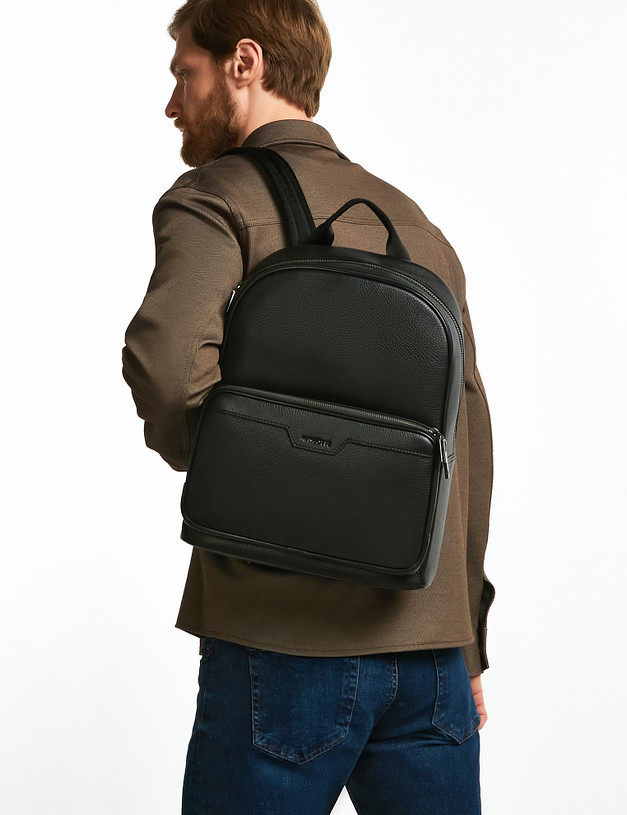 Черный кожаный мужской рюкзак MASCOTTE 622-2214-102 | ракурс 1