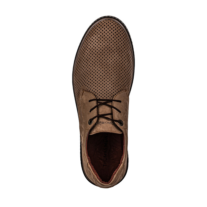 Мужские бежевые туфли с перфорацией из натуральной кожи Thomas Munz