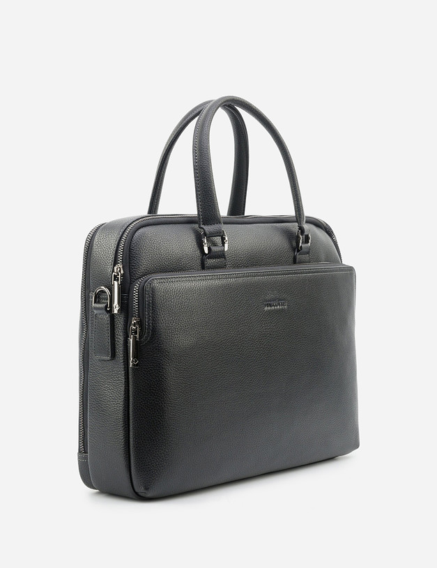 Черный мужской портфель из кожи MASCOTTE 602-0202-102 | ракурс 2