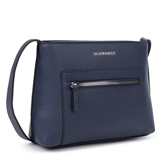 Синяя небольшая кожаная сумка "Саламандер"