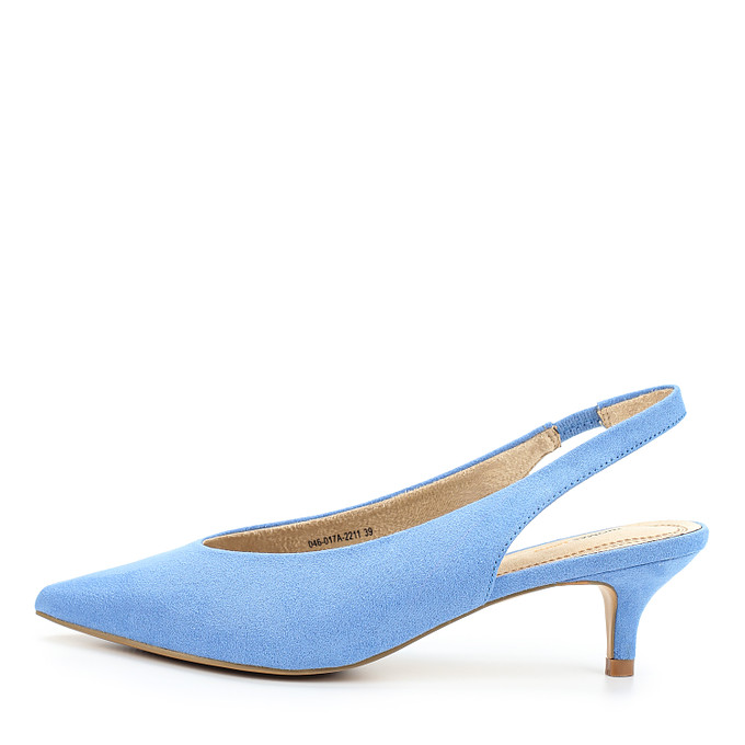 Голубые женские туфли с открытой пяткой на небольшом каблуке «Томас Мюнц»