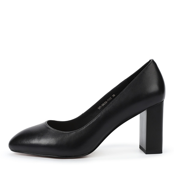 Черные кожаные туфли женские с квадратным каблуком «Томас Мюнц»