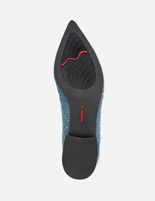 Голубые велюровые женские туфли MASCOTTE 99-1221514-0611 | ракурс 5