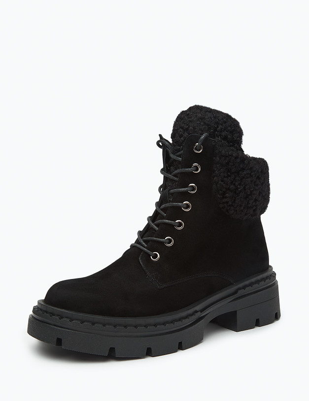 Черные женские зимние ботинки из велюра MASCOTTE 175-3202933-3605M | ракурс 3