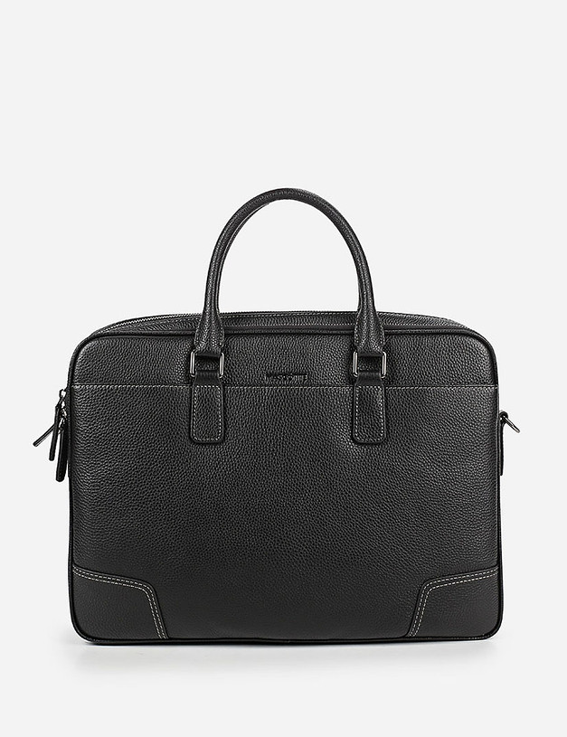 Черный кожаный мужской портфель MASCOTTE 604-0135-102 | ракурс 2
