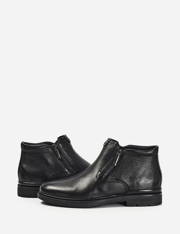 Черные зимние мужские ботинки из кожи MASCOTTE 104-1215133-3180M | ракурс 8