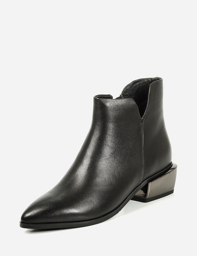 Черные женские ботинки на низком каблуке MASCOTTE 233-120821-3501M | ракурс 3