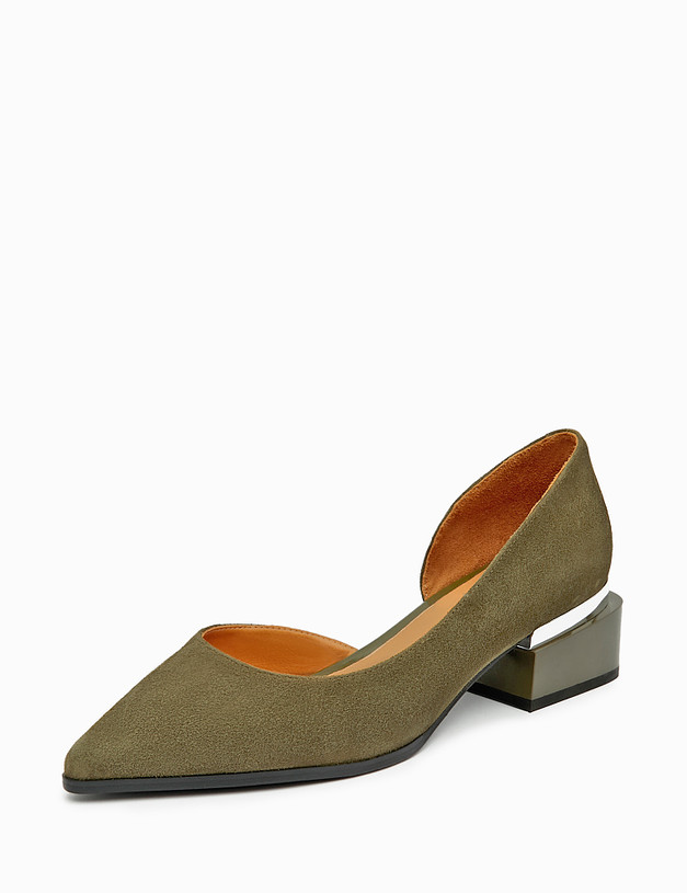 Оливковые женские туфли на низком каблуке MASCOTTE 126-212611-0604 | ракурс 2
