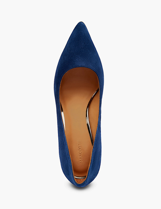Синие женские туфли из велюра MASCOTTE 100-311011-3621M | ракурс 4