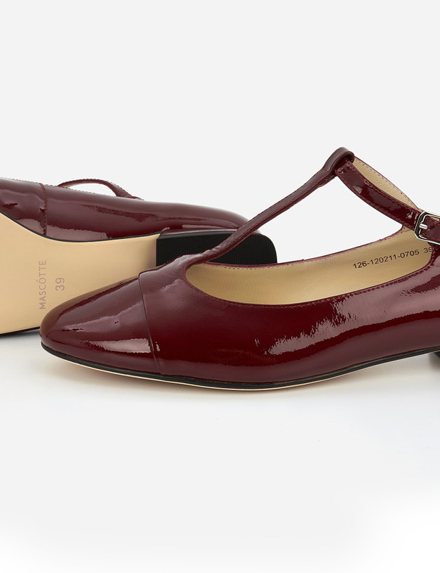 Бордовые женские туфли с ремешком MASCOTTE 126-120211-0705 | ракурс 7