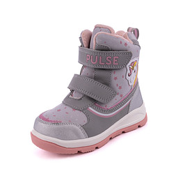 201-32GO-839TN Ботинки для активного отдыха девичьи текстиль-и.кожа/шерсть-и.мех серый, Pulse