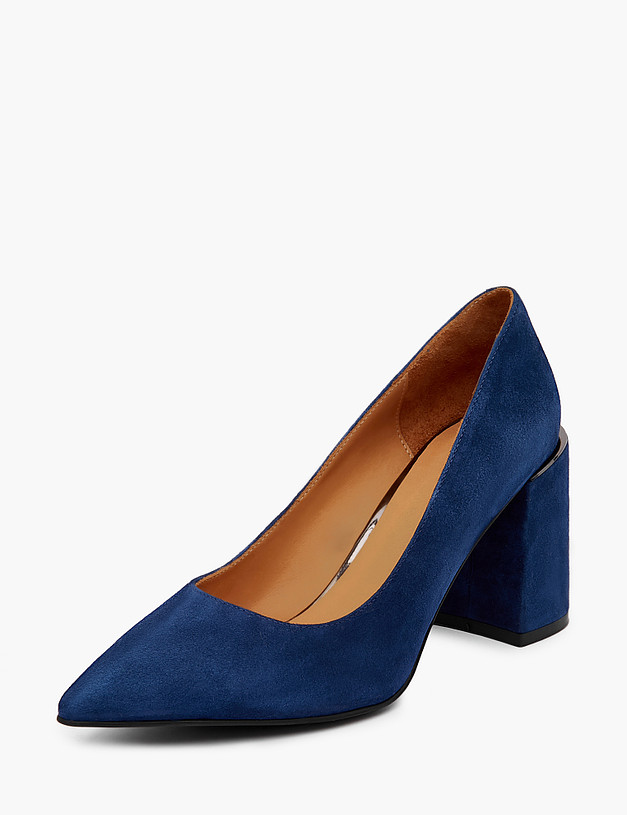 Синие женские туфли из велюра MASCOTTE 100-311011-3621M | ракурс 2