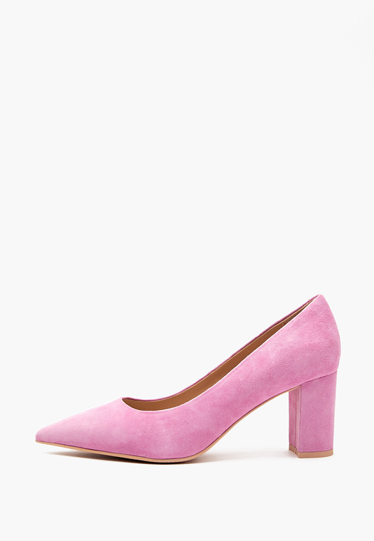 Розовые женские туфли из велюра