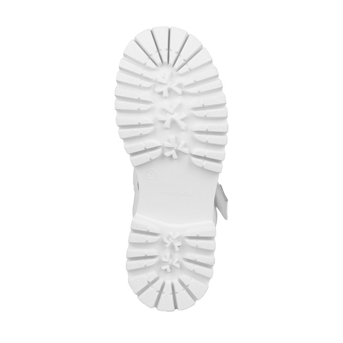 Белые кожаные сандалии с текстильными вставками и застежкой на липучку «Томас Мюнц»