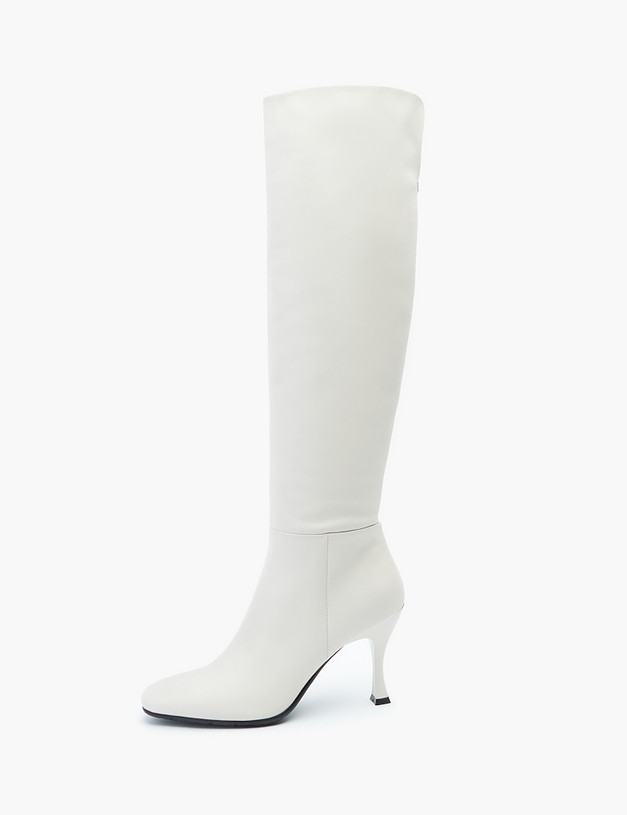 Белые кожаные женские ботфорты MASCOTTE 21-1222128-7115M | ракурс 1