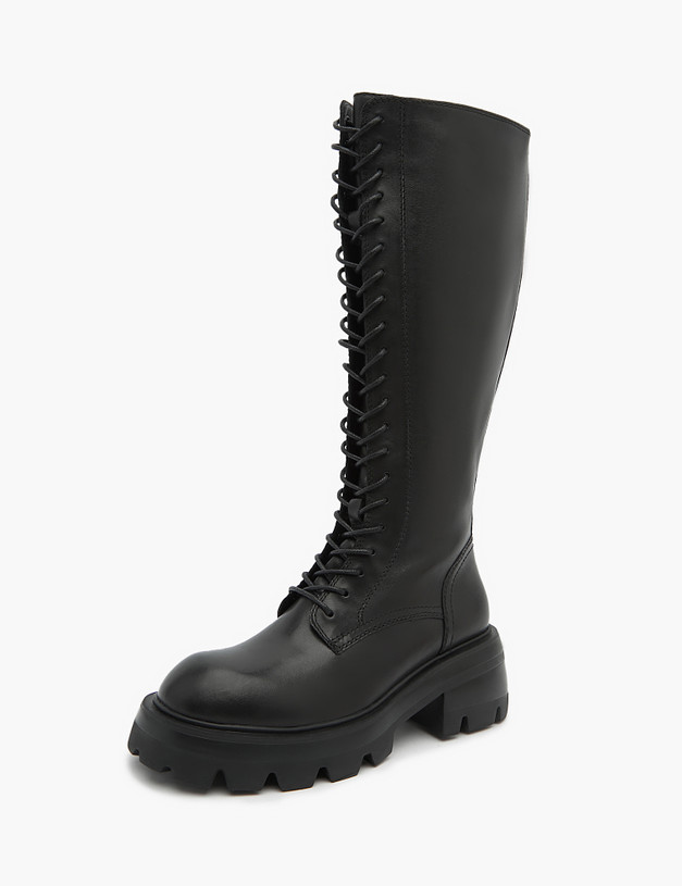 Черные женские сапоги со шнуровкой MASCOTTE 15-320221-0102 | ракурс 3