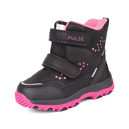201-42GO-199TN Полусапоги для активного отдыха девичьи текстиль-и.кожа/шерсть-и.мех черн, Pulse