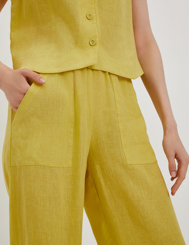Желтые женские брюки из льна MASCOTTE 790-4101-2718 | ракурс 4