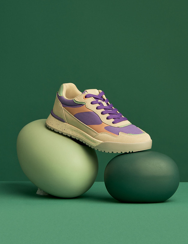 Серые женские кроссовки с фиолетовыми вставками MASCOTTE 151-312221-0210 | ракурс 1