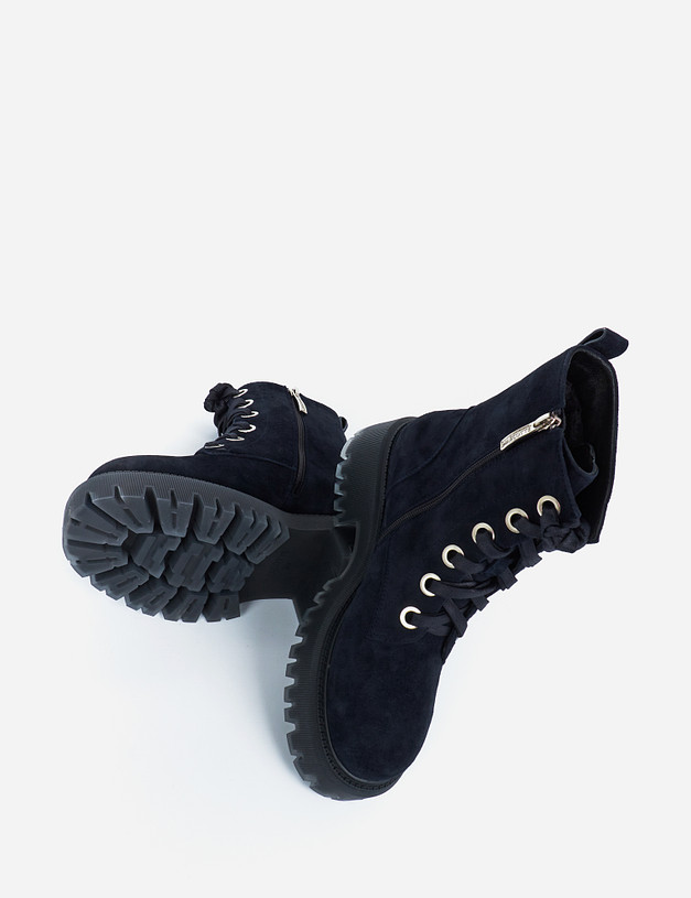 Темно-синие женские ботинки на меху MASCOTTE 126-121031-0603 | ракурс 7