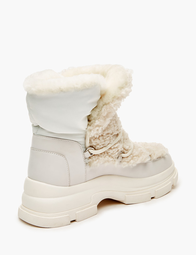 Белые женские ботинки на меху MASCOTTE 233-3201938-7102M | ракурс 4