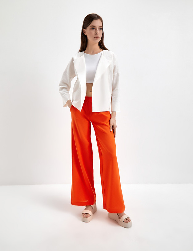 Женские льняные брюки оранжевого цвета MASCOTTE 790-3117-2713 | ракурс 5