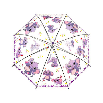 Зонт трость полуавтоматический для девочек ZENDEN YU-12UCM-015-1, цвет бесцветный, размер ONE SIZE - фото 1