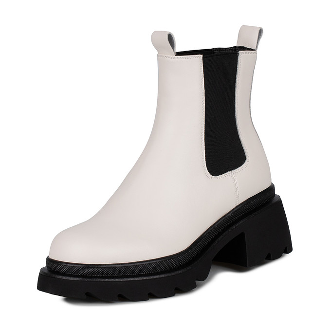 Белые женские кожаные ботинки челси "Томас Мюнц"