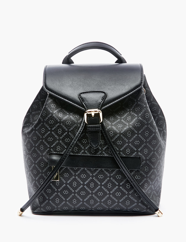 Черный женский рюкзак с фирменным принтом MASCOTTE 604-2202-602 | ракурс 4