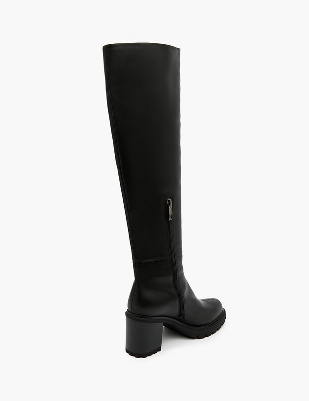 Черные кожаные женские ботфорты на зиму MASCOTTE 126-321031-3100M | ракурс 3