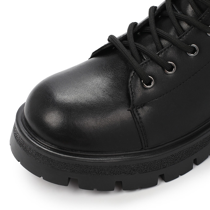 Черные женские кожаные ботинки с молнией и шнуровкой "Томас Мюнц"