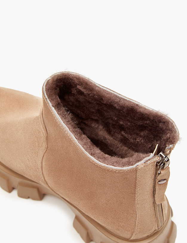 Бежевые женские зимние ботинки на рельефной подошве MASCOTTE 233-3202034-3671M | ракурс 6