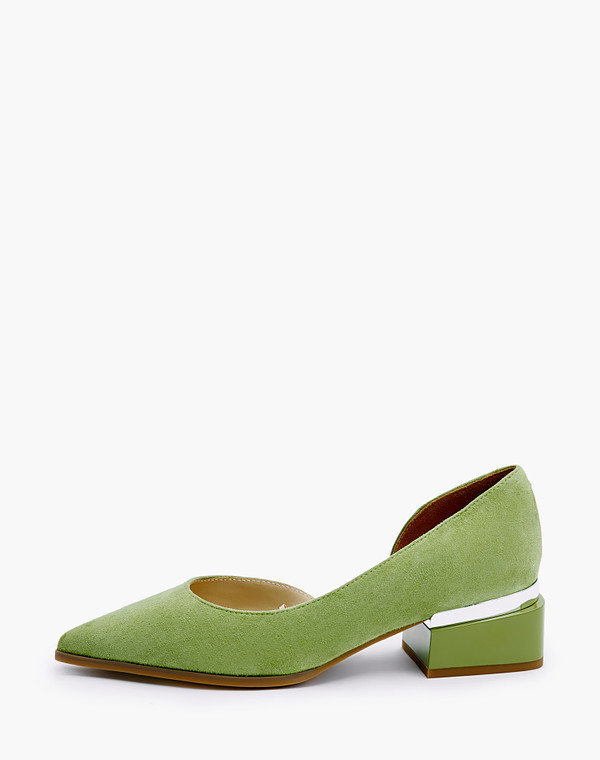 Зеленые велюровые женские туфли