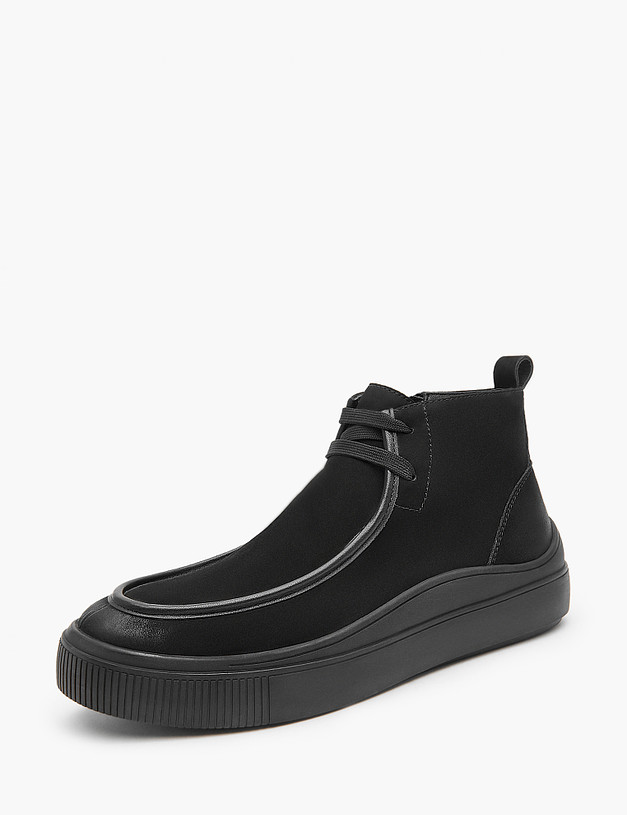 Черные мужские зимние ботинки из нубука MASCOTTE 22-321831-3301M | ракурс 2