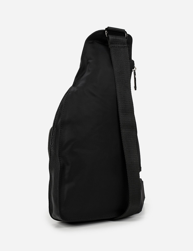 Чёрная мужская сумка-слинг с карманами MASCOTTE 622-1102-102 | ракурс 3