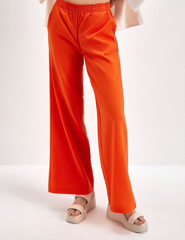 Женские льняные брюки оранжевого цвета MASCOTTE 790-3117-2713 | ракурс 2