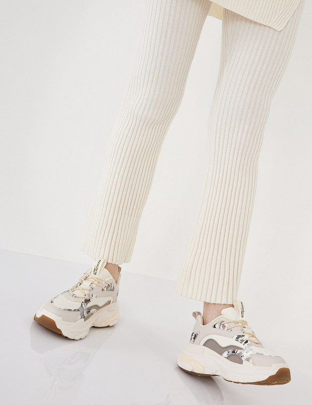 Белые женские кроссовки с блестящими вставками MASCOTTE 189-120523-0601 | ракурс 1