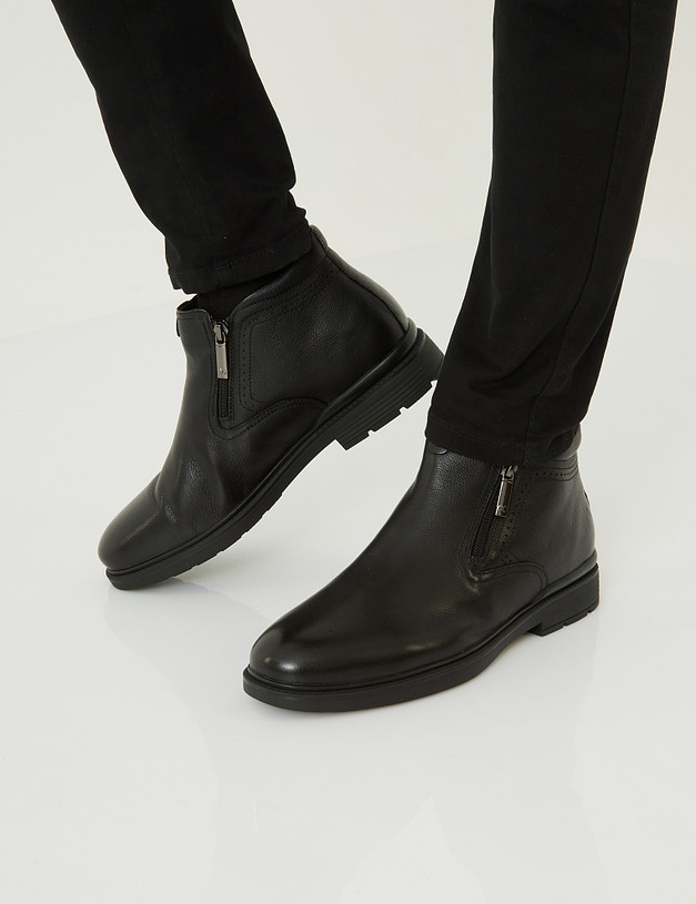 Черные зимние мужские ботинки из кожи MASCOTTE 104-1215133-3180M | ракурс 1