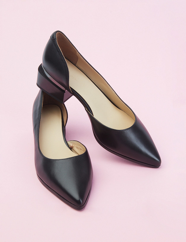 Черные женские туфли на фактурном каблуке MASCOTTE 126-212611-0502 | ракурс 6