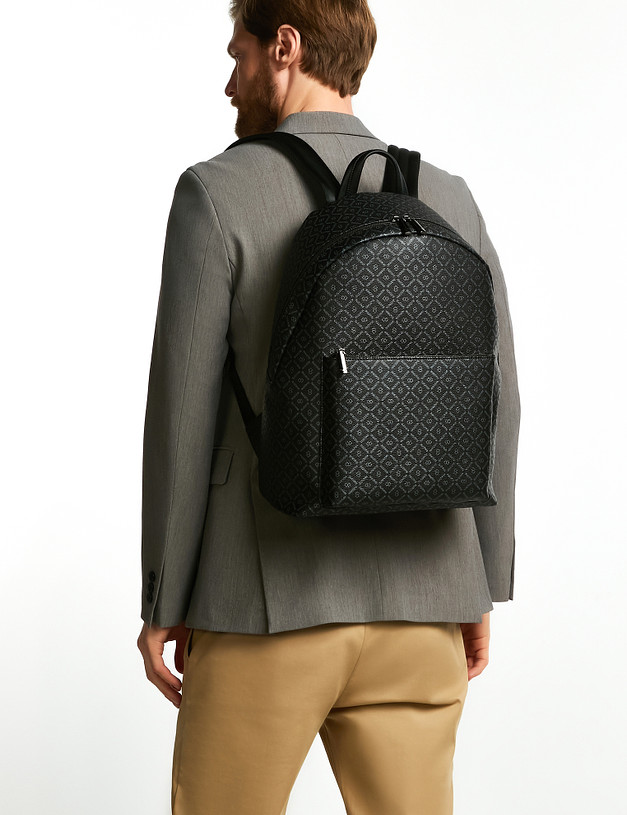 Черный мужской рюкзак с фирменным принтом MASCOTTE 604-2218-7302 | ракурс 1