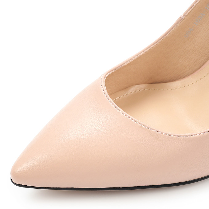 Розовые кожаные туфли женские с фигурным каблуком «Томас Мюнц»