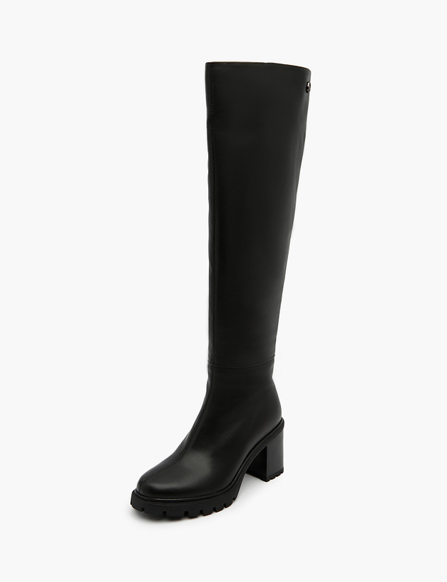 Черные кожаные женские ботфорты на зиму MASCOTTE 126-321031-3100M | ракурс 2