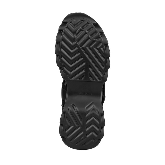 Черные кожаные женские сандалии на рифленой подошве LOLLI|POLLI